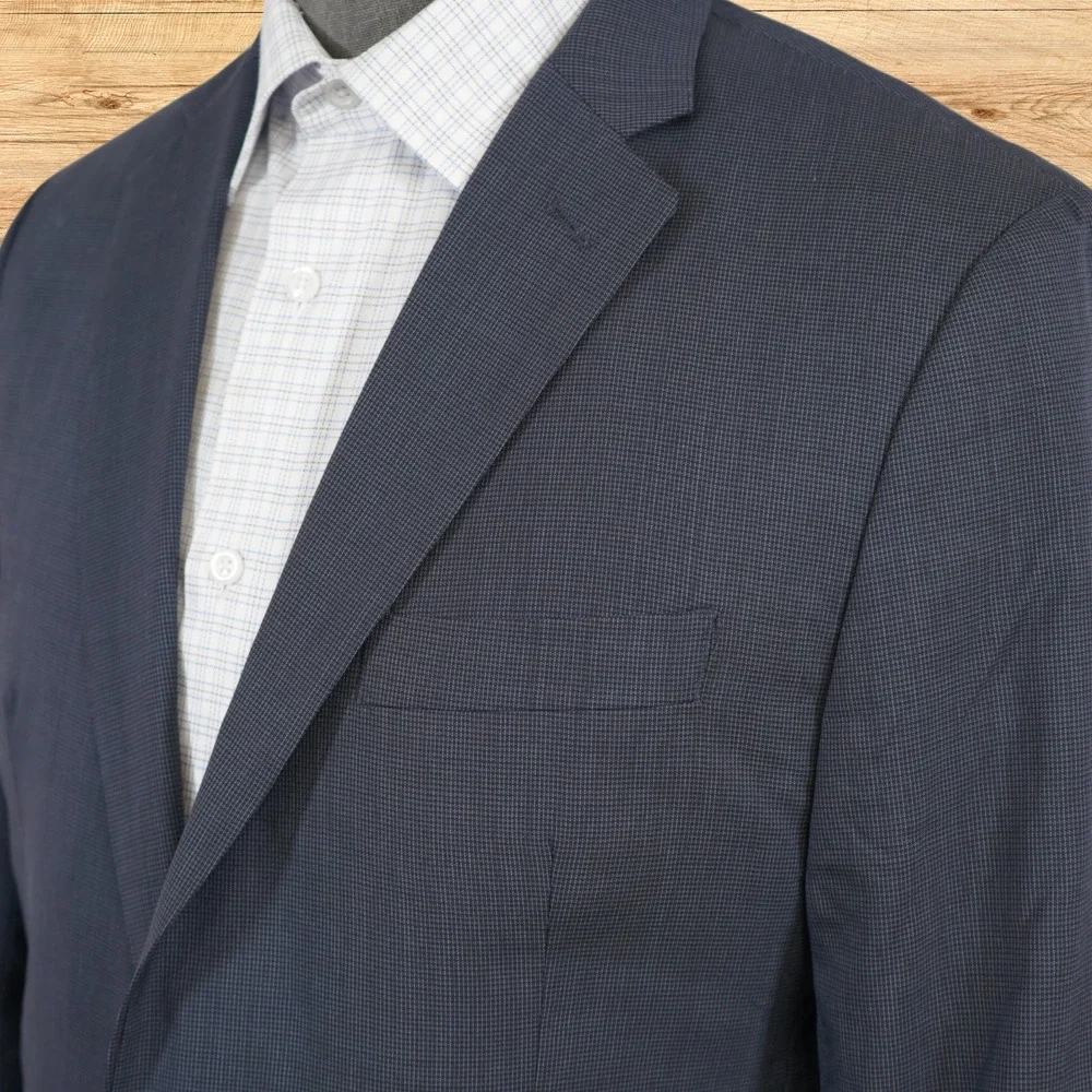Banana Republic Tailored Fit Suit Jacket Mens 40R Navy Blue 100% Wool Check